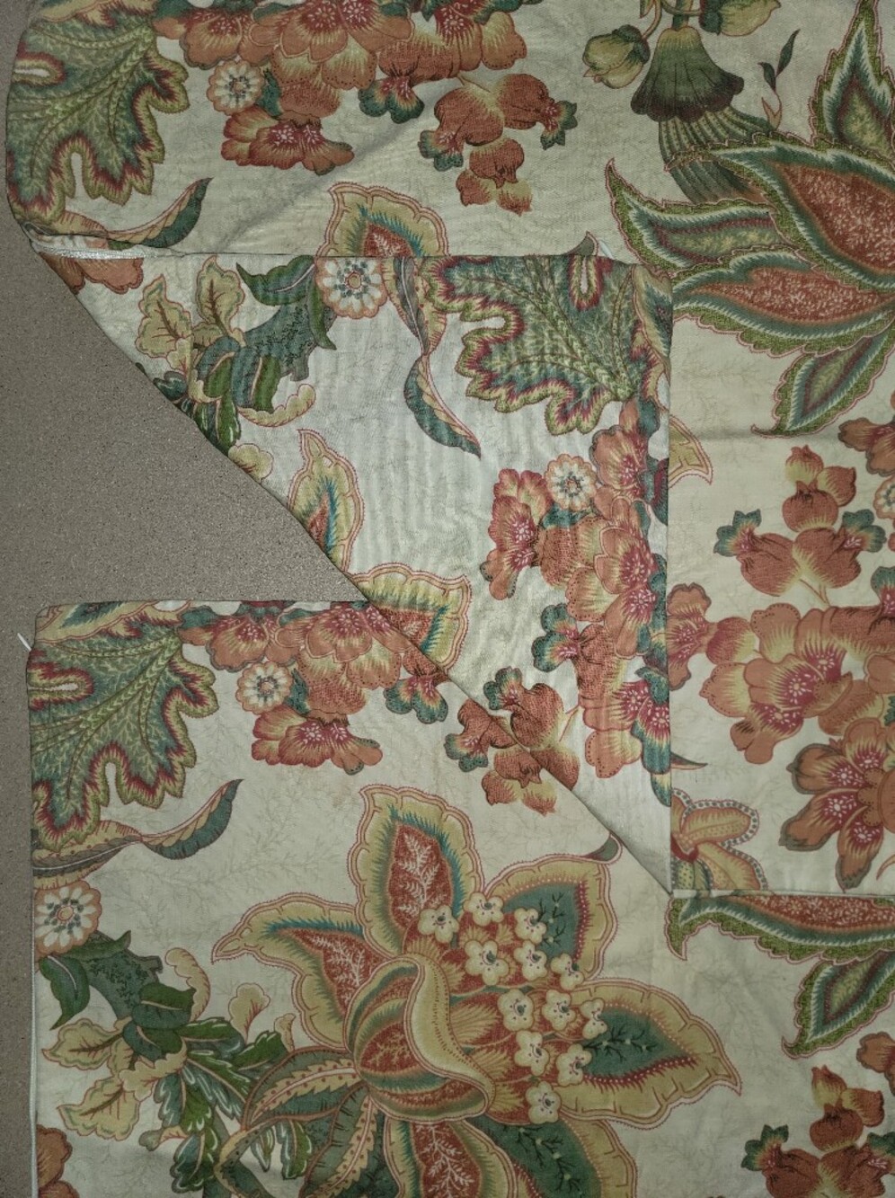 Pottery Barn 20X20 Floral Jacobean Throw Pillow Cover in Cream, Coral & Green - Picture 4 of 7